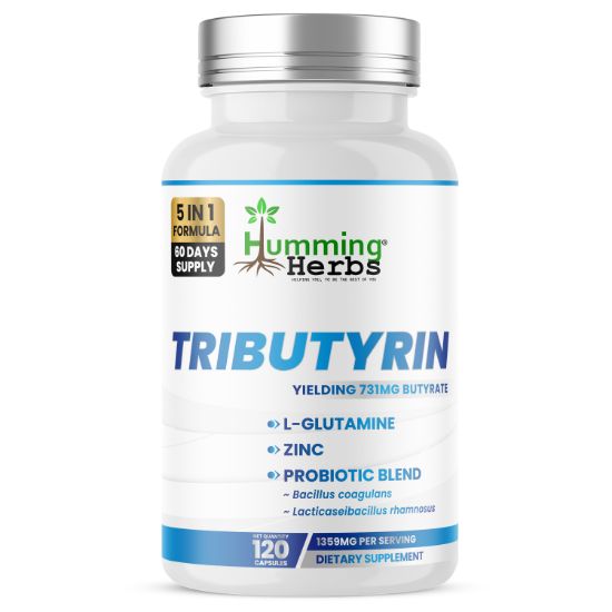Humming Herbs® Tributyrin 850mg with L-Glutamine, 120 Capsules — front of bottle